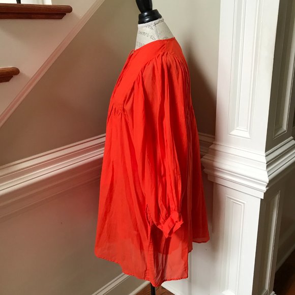 NWT Millie Daisy Mini Dress Womens XL Orange Poppy Voile 3/4 Puff Sleeves NEW - Picture 10 of 13